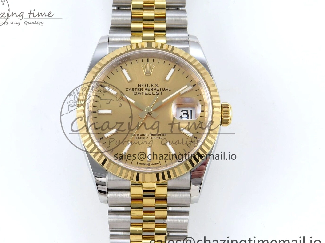 1225 Resilient DateJust 36 126233 EWEF Best Edition YG Stick Dial on SS YG Jubilee Bracelet A 624